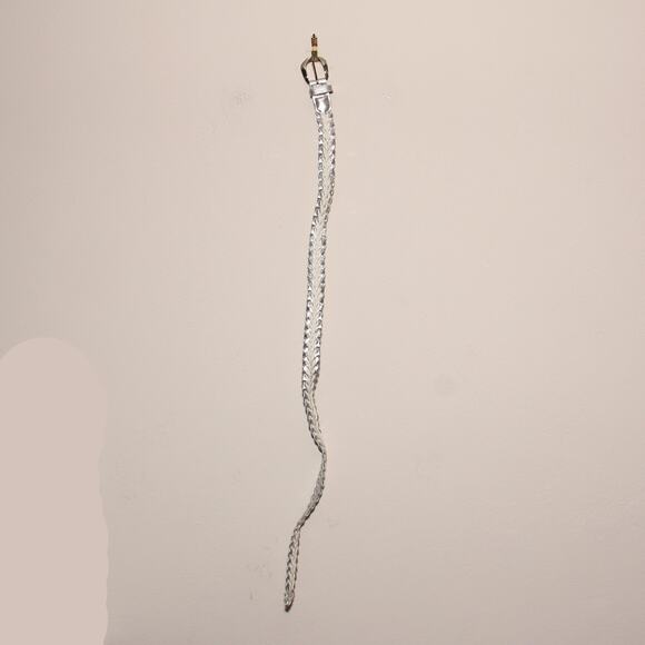 Vintage Silver & White Braided Belt Size M/L Made in Argentina - Picture 4 of 5